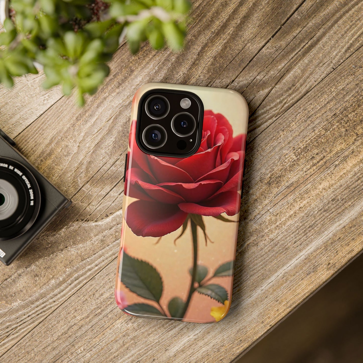 Floral Phone Case with Red Rose Design, Tough Phone Cover, Flower Print, Gift for Her, Stylish Accessory, Floral Aesthetic