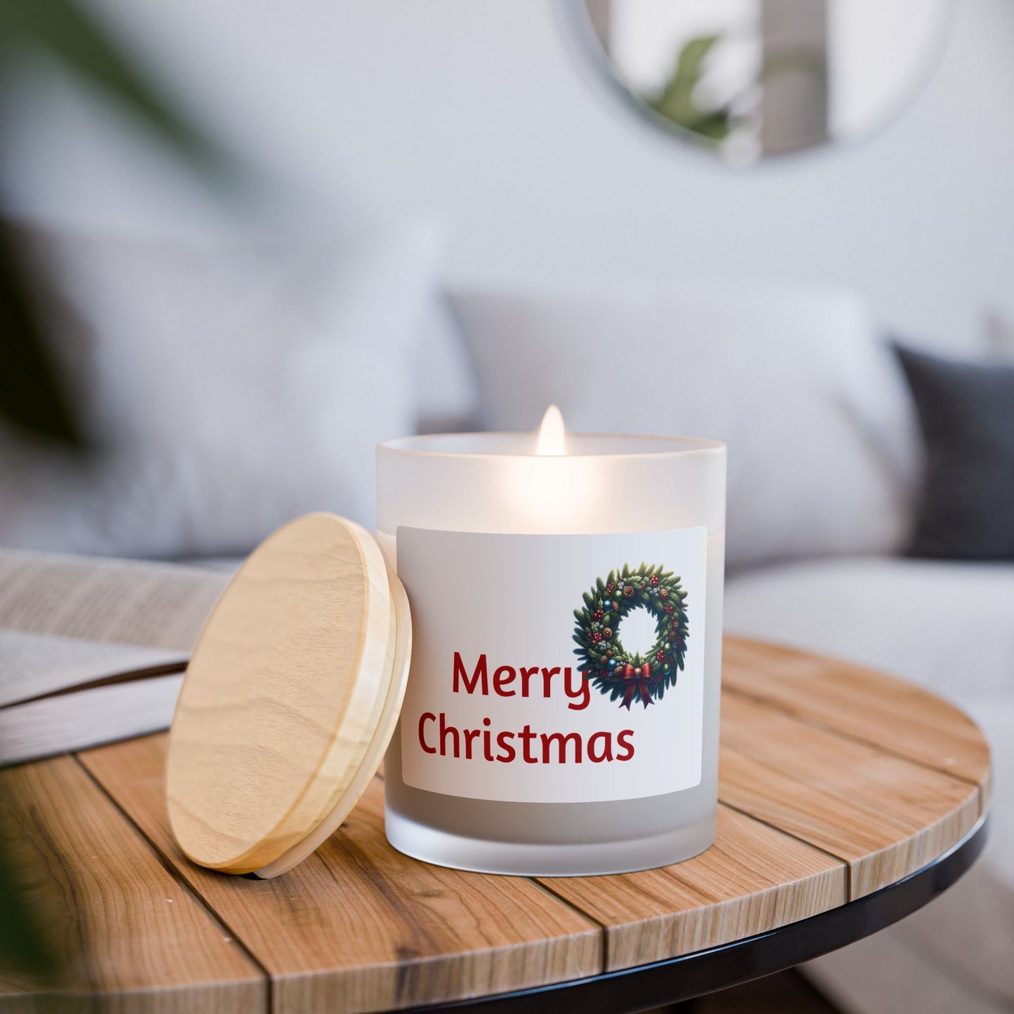 Merry Christmas Frosted Glass Candle - Holiday Home Decor, Cozy Gift, Seasonal Aromatherapy, Festive Candlelight