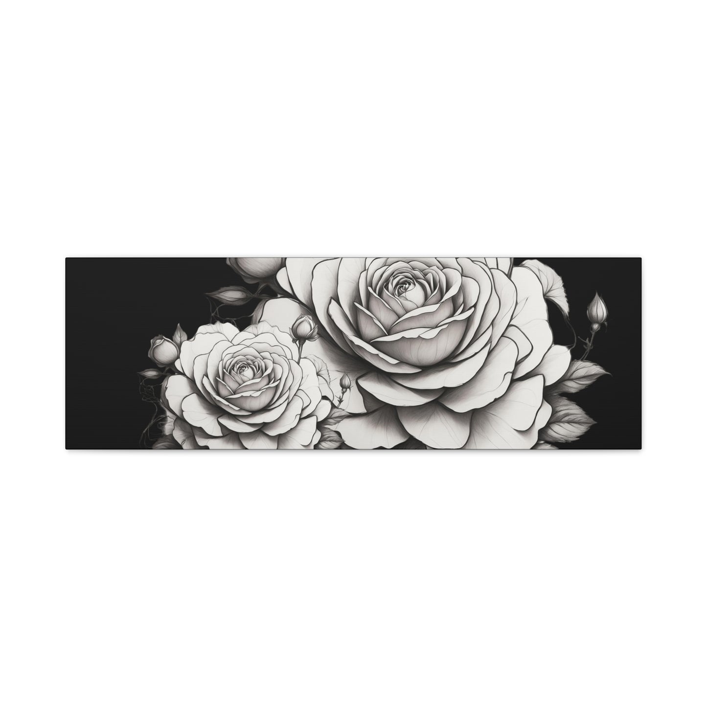 Monochrome Rose Canvas Print — Black & White Floral Wall Art