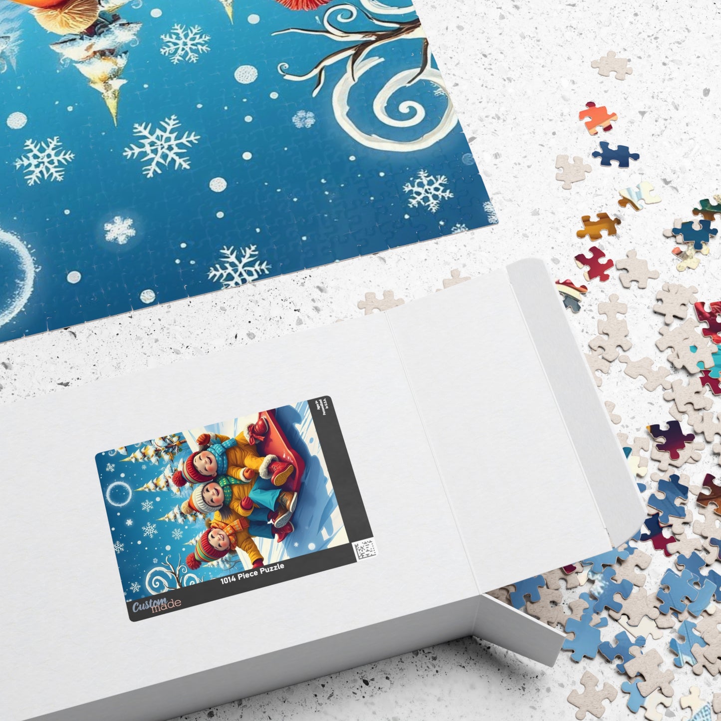 Kids Sledding Winter Scene Jigsaw Puzzle — Holiday Family Fun (110–1014 pcs)