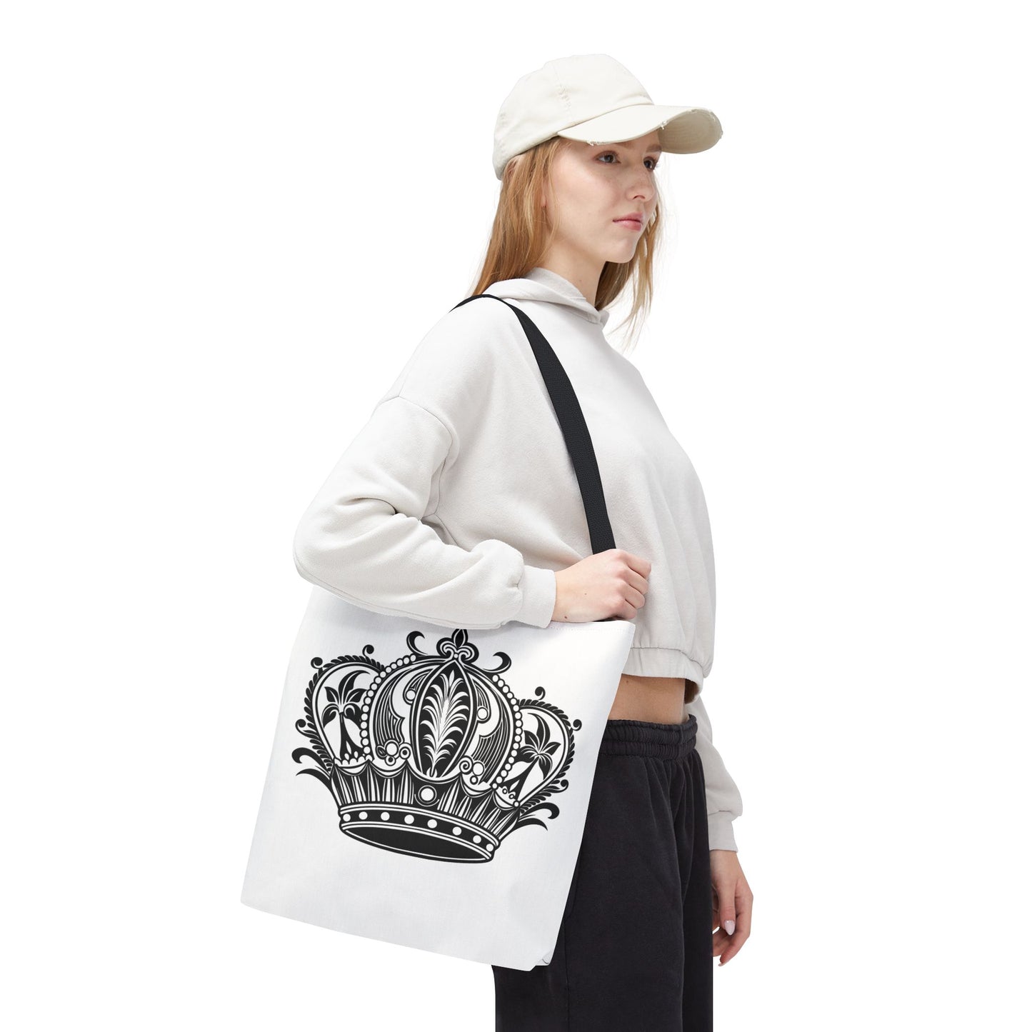 Crown Design Tote Bag, Royal Style Shopping Tote, Chic Grocery Bag, Gift for Her, Fashionable Accessories