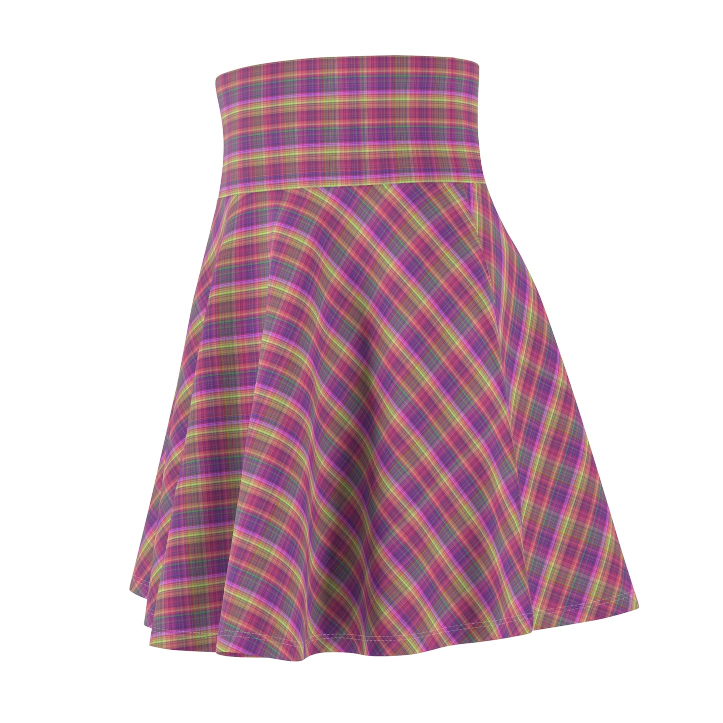 Colorful Women's Skater Skirt, Stylish Twirl Skirt, Summer Skating Dress, Casual Outfit for Parties, Trendy Plaid Skirt