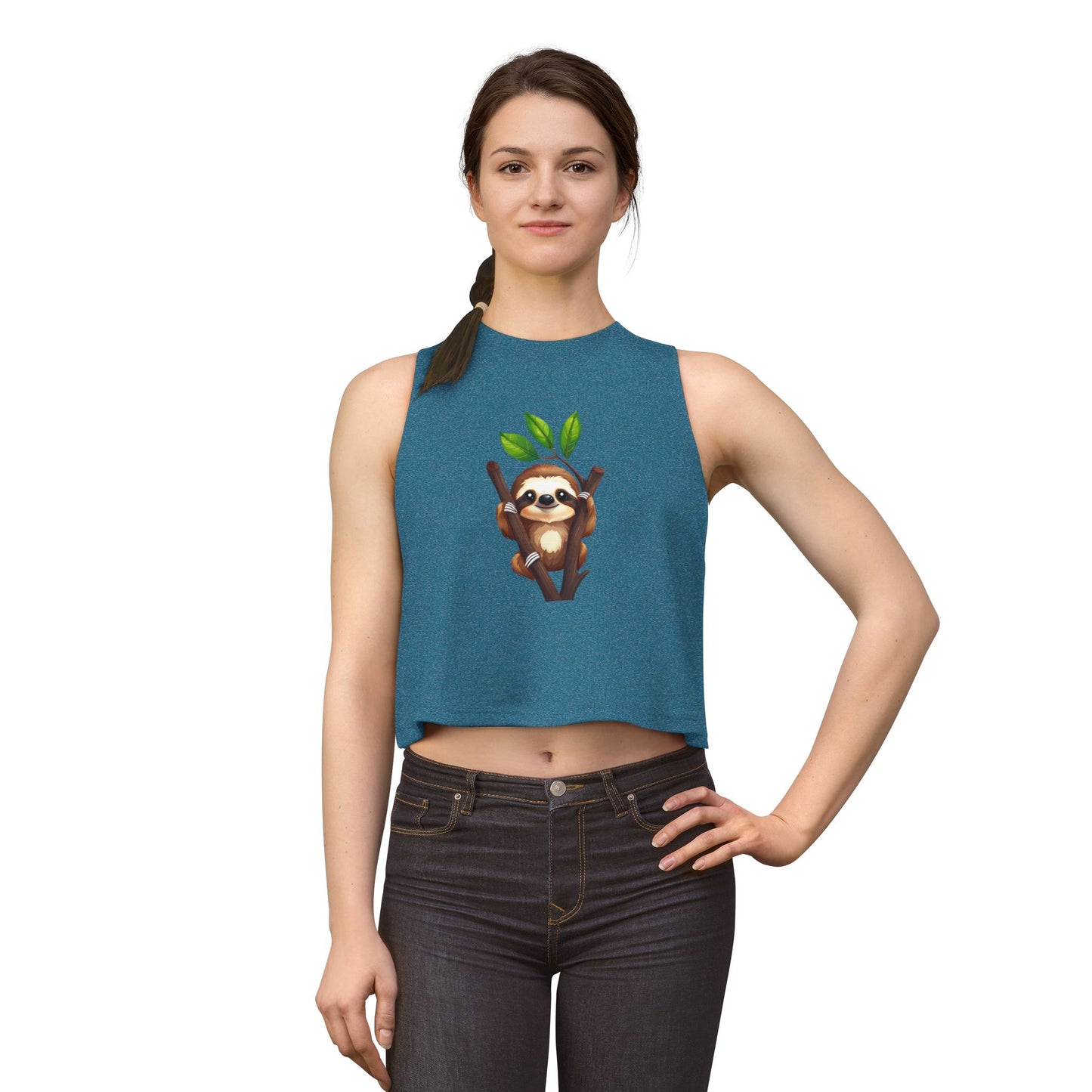 Sloth Hanging Cute Graphic Crop Top