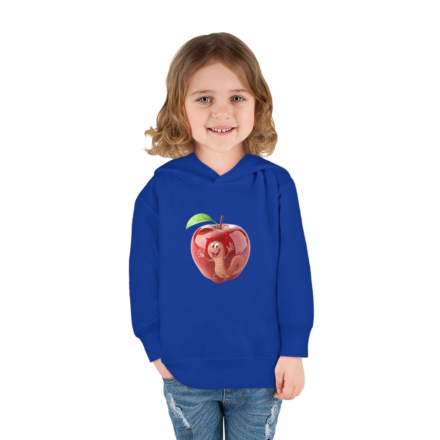 Cute Apple Toddler Pullover Fleece Hoodie - Cozy, Fun, Playful Kidswear, Perfect Gift for Birthdays, Play Dates, or Fall Outings