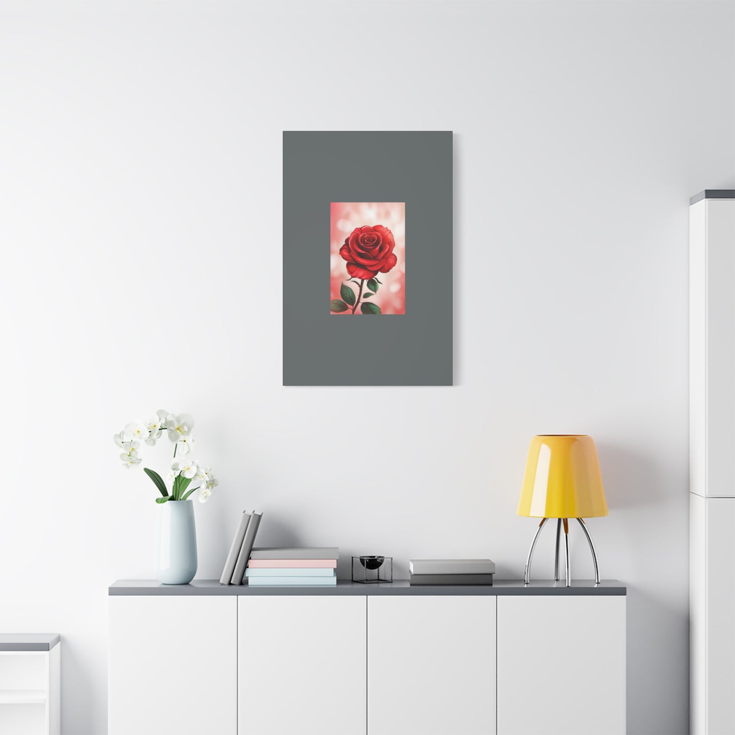 Red Rose Vertical Matte Canvas Print — Romantic Floral Wall Art