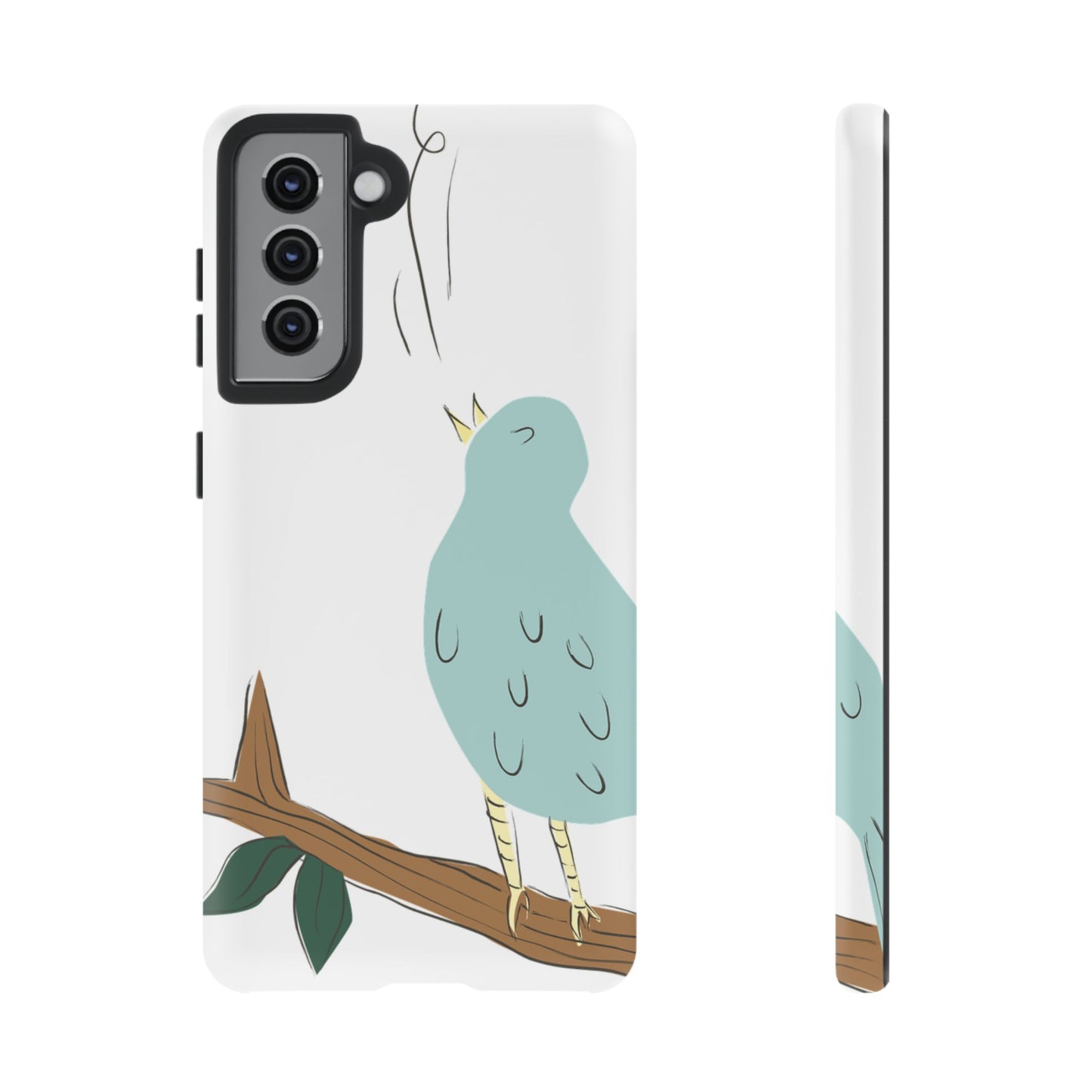 Birdsong Phone Case — Cute Blue Bird on Branch Protective Case