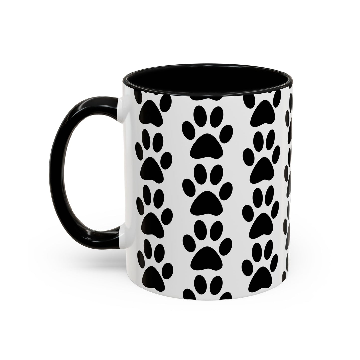 Paw Print Accent Coffee Mug - Dog Lover Gift, Black and White Pet Mug, Cute Animal Decor, Personalized Pet Owner Present, Coffee Tea Cup