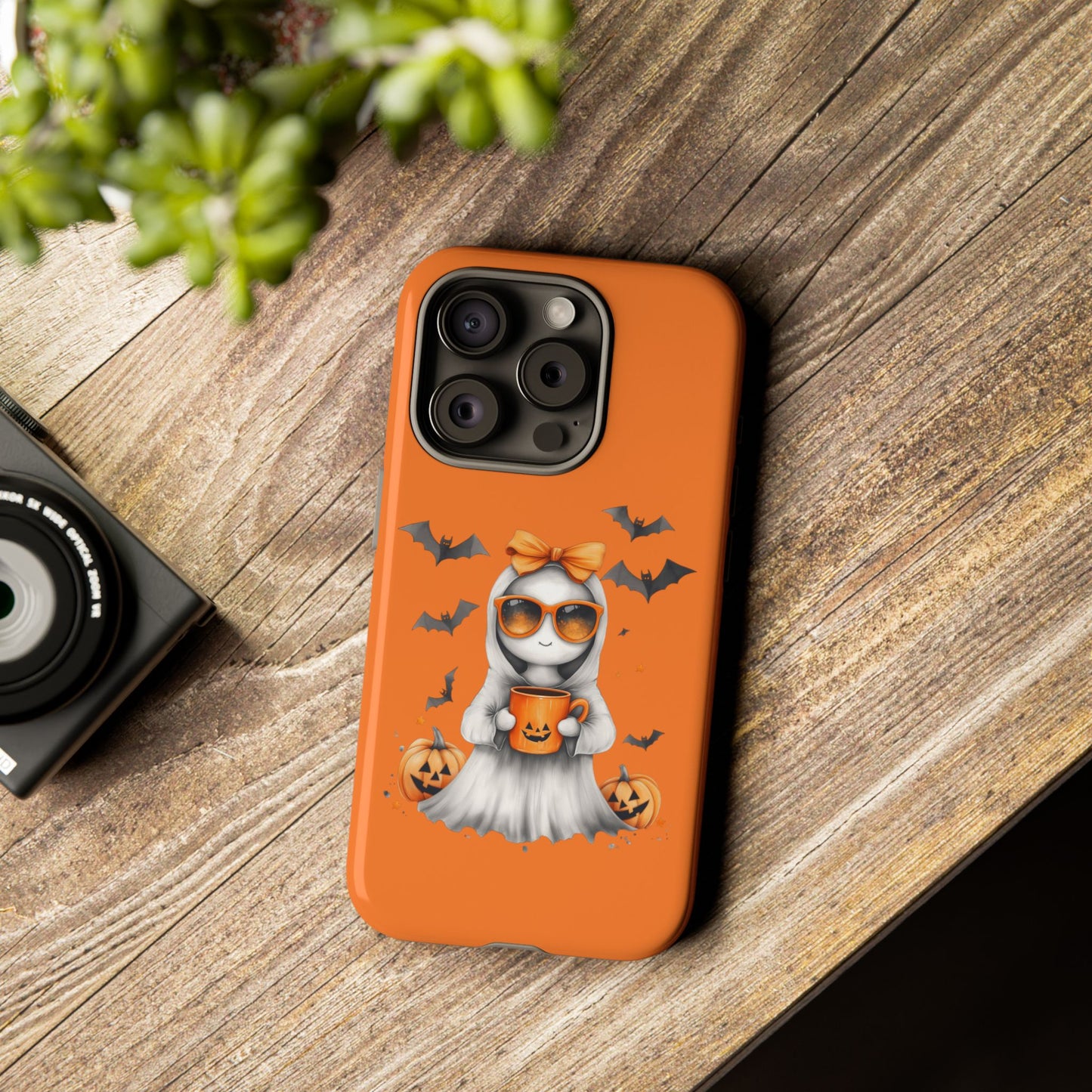 Halloween Ghost Phone Case, Cute Cat Ghost Case, Autumn Phone Cover, Spooky Season Gift, Trick or Treat Case