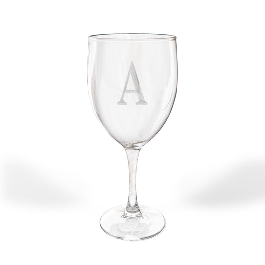Personalized Engraved Wine Glass, Custom Monogrammed Stemware Letter A