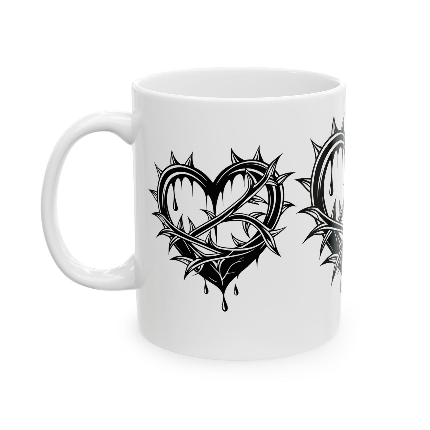 Gothic Heart Design Ceramic Mug | Unique Coffee Cup for Gifts, Valentine's Day, Home Decor, Art Lovers, or Halloween