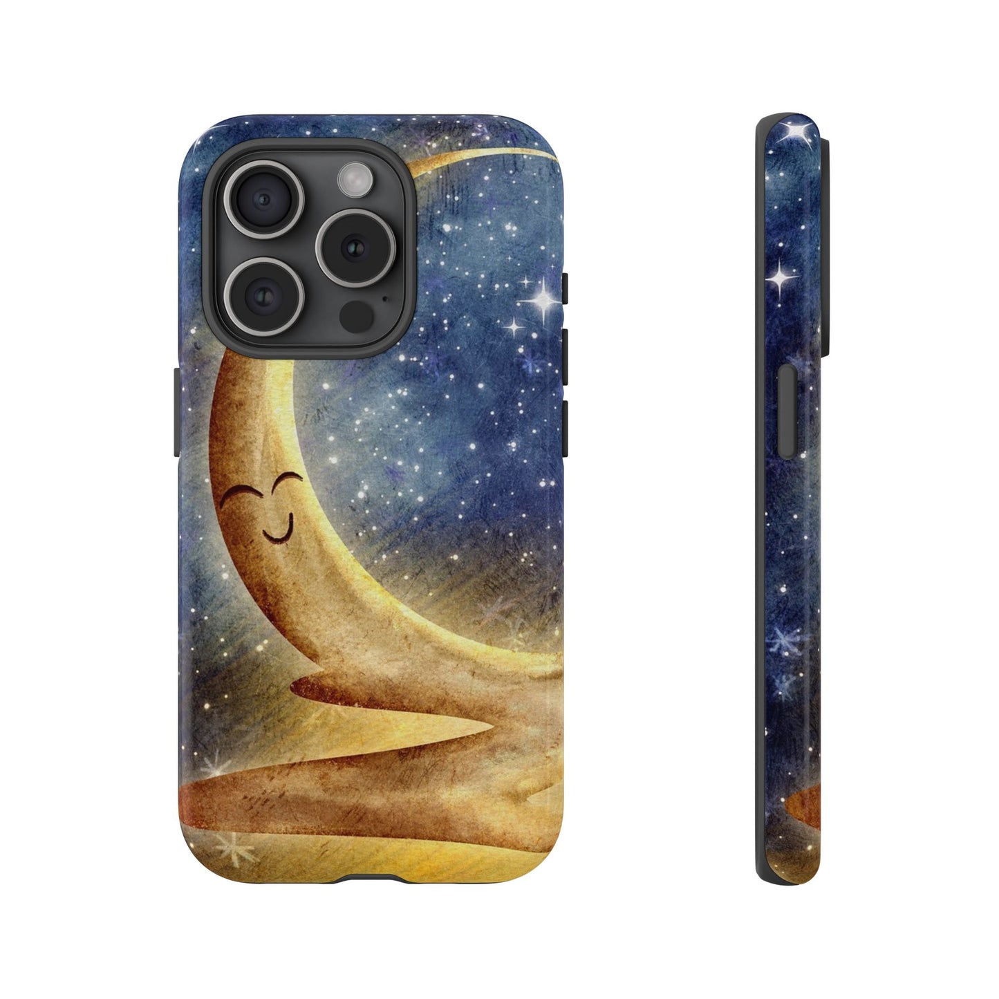 Moonlit Smile Phone Case — Starry Night Crescent Moon iPhone Cover