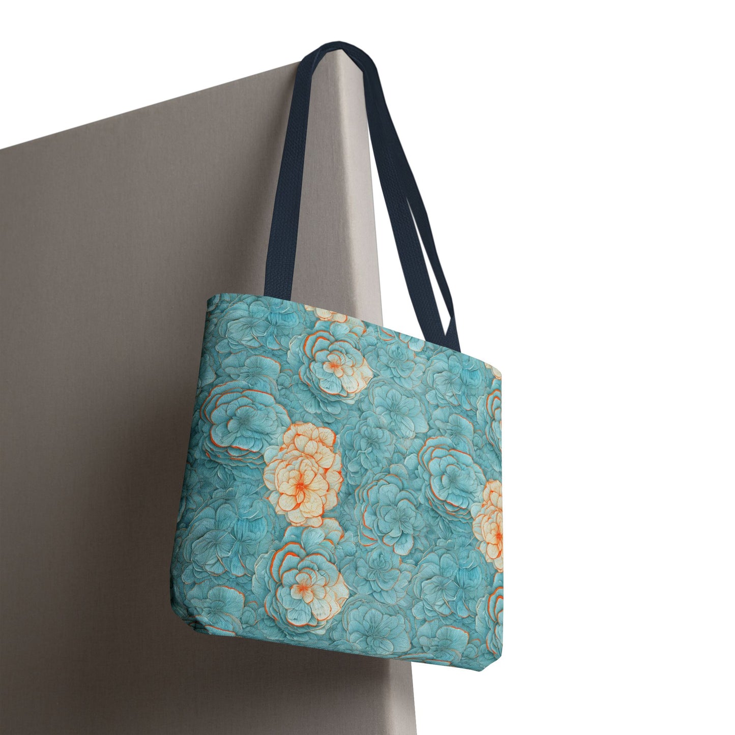 Floral Watercolor Tote Bag — Teal Succulent Pattern