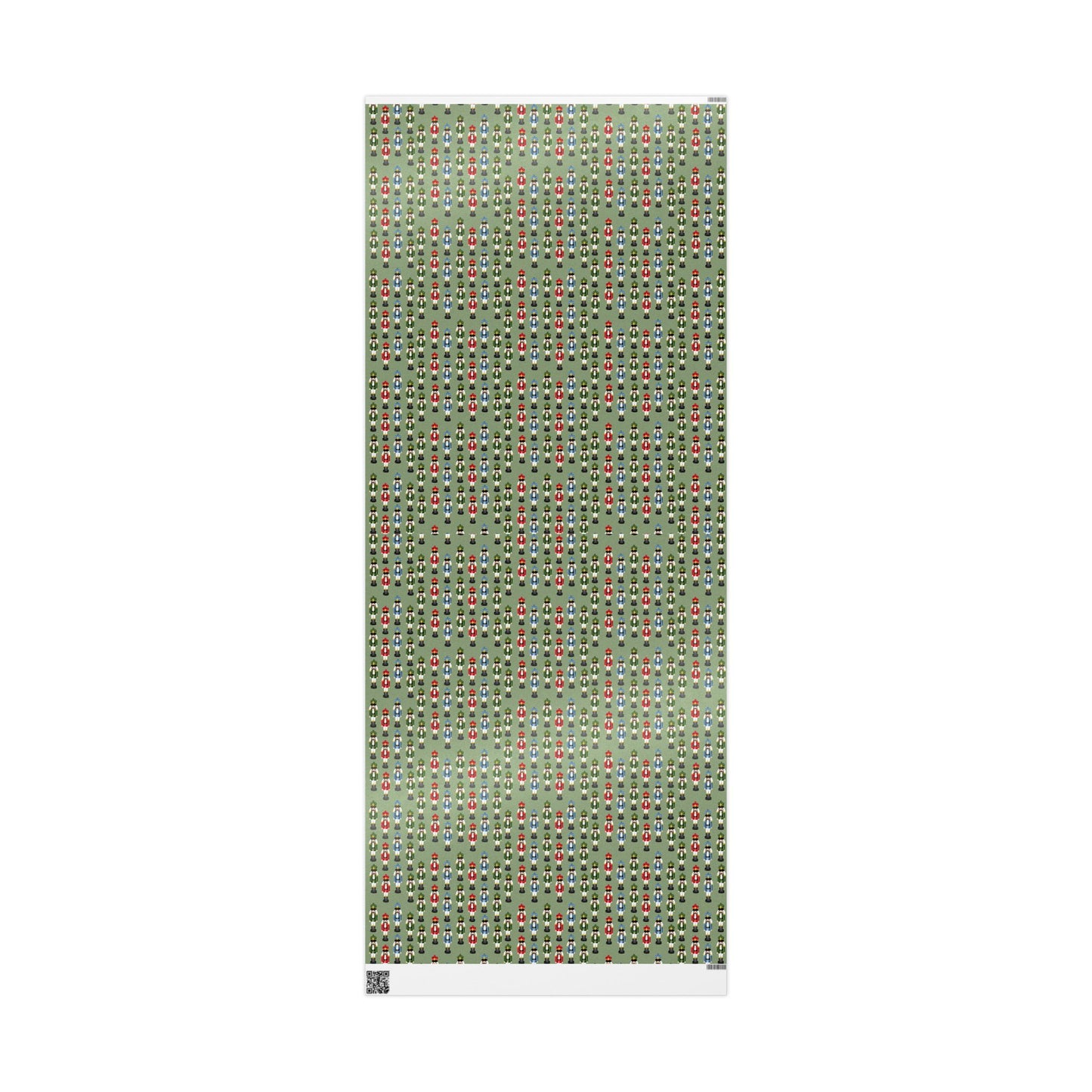 Nutcracker Pattern Wrapping Paper Roll — Festive Green Holiday Gift Wrap