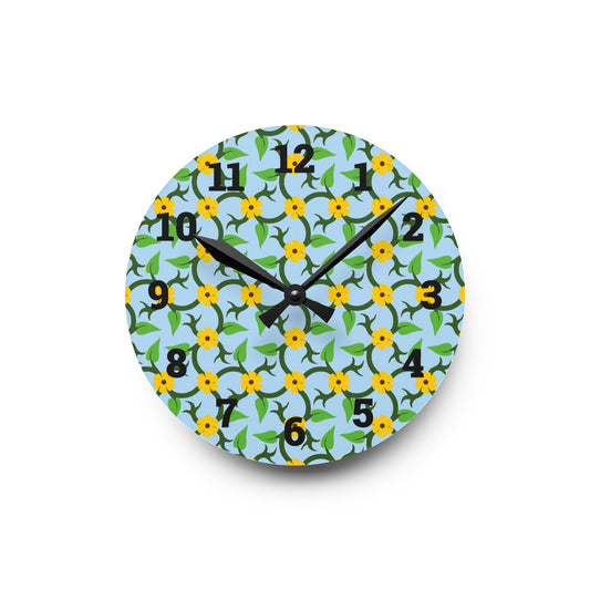 Vibrant Floral Acrylic Wall Clock, Modern Home Decor, Kitchen Wall Art