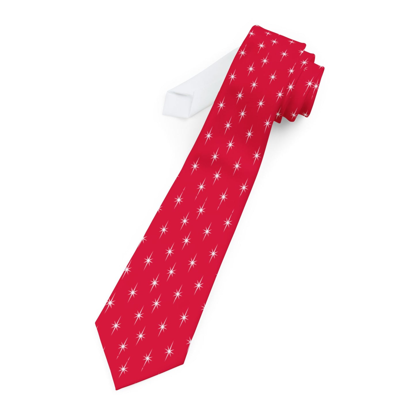 Men's Festive Red Necktie with Star Pattern