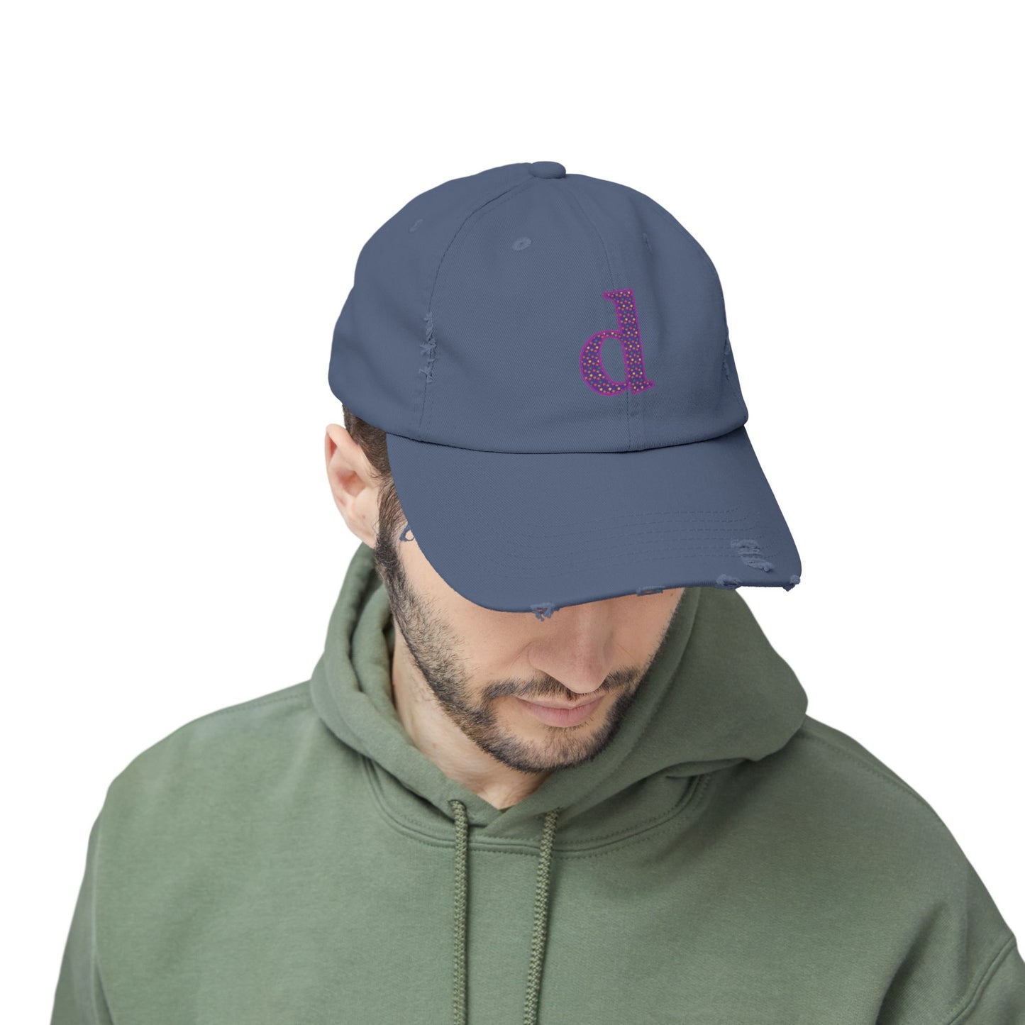 Distressed Cap with Purple Letter 'd' - Casual Street Style Hat for Everyday Wear, Gift for Dad, Unisex Fashion Accessory, Trendy [...]