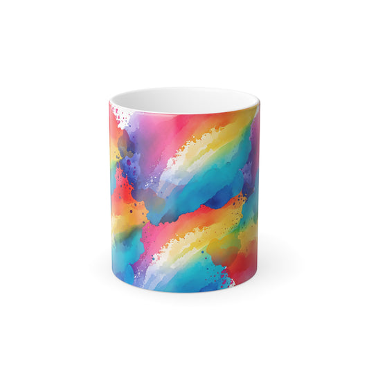Color Morphing Mug - Vibrant Rainbow Coffee Cup, Artful Drinkware for Gifts, Creative Floral Design, Color Changing Mug
