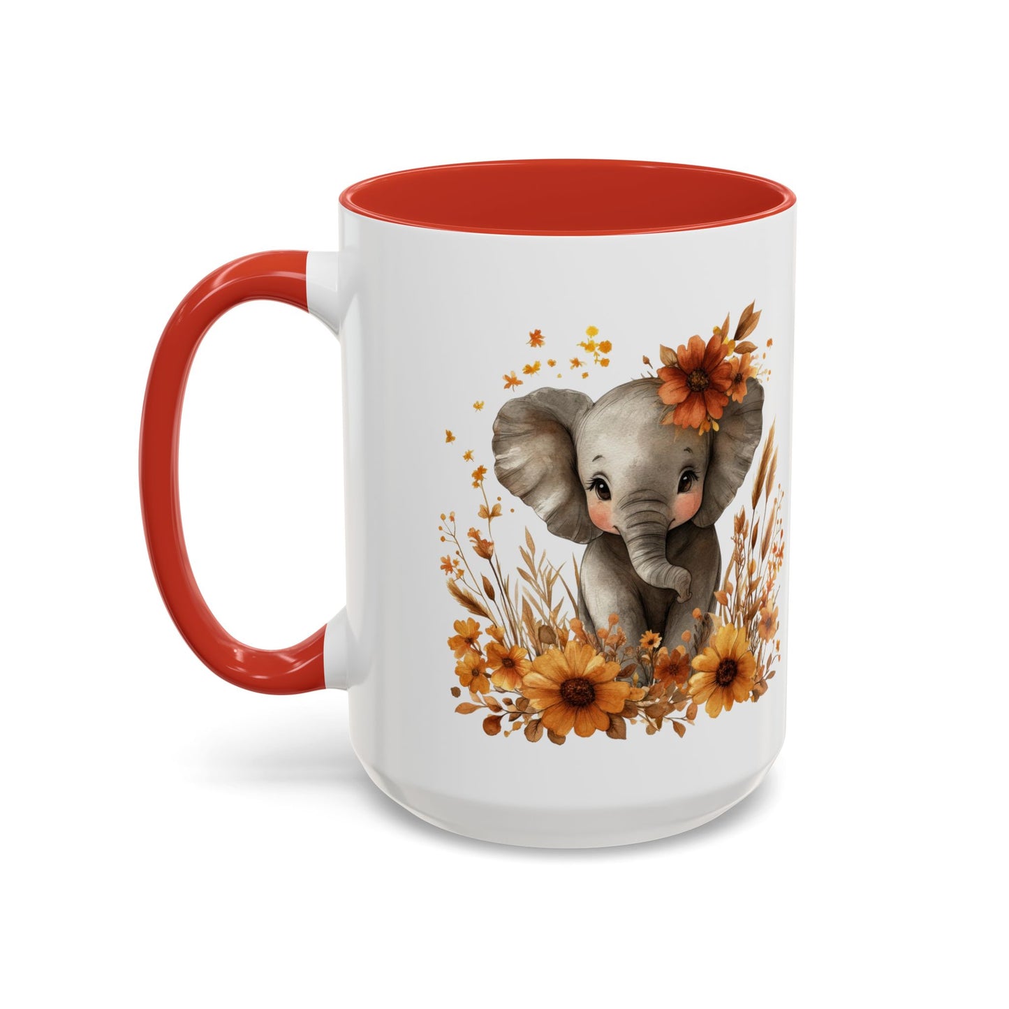 Adorable Elephant Floral Coffee Mug, Cute Animal Mug, Coffee Lover Gift, Kids Mug, Baby Shower Decor