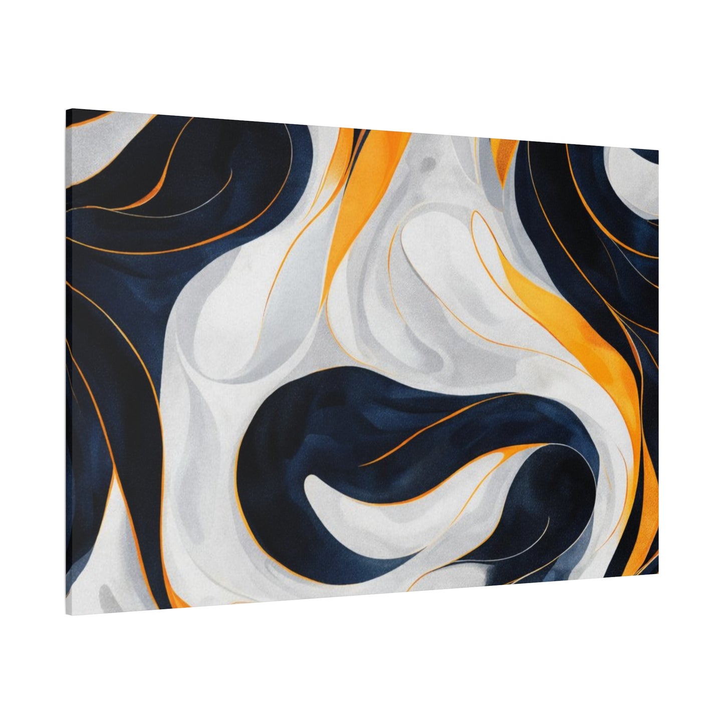 Abstract Navy & Gold Swirl Matte Canvas Wall Art