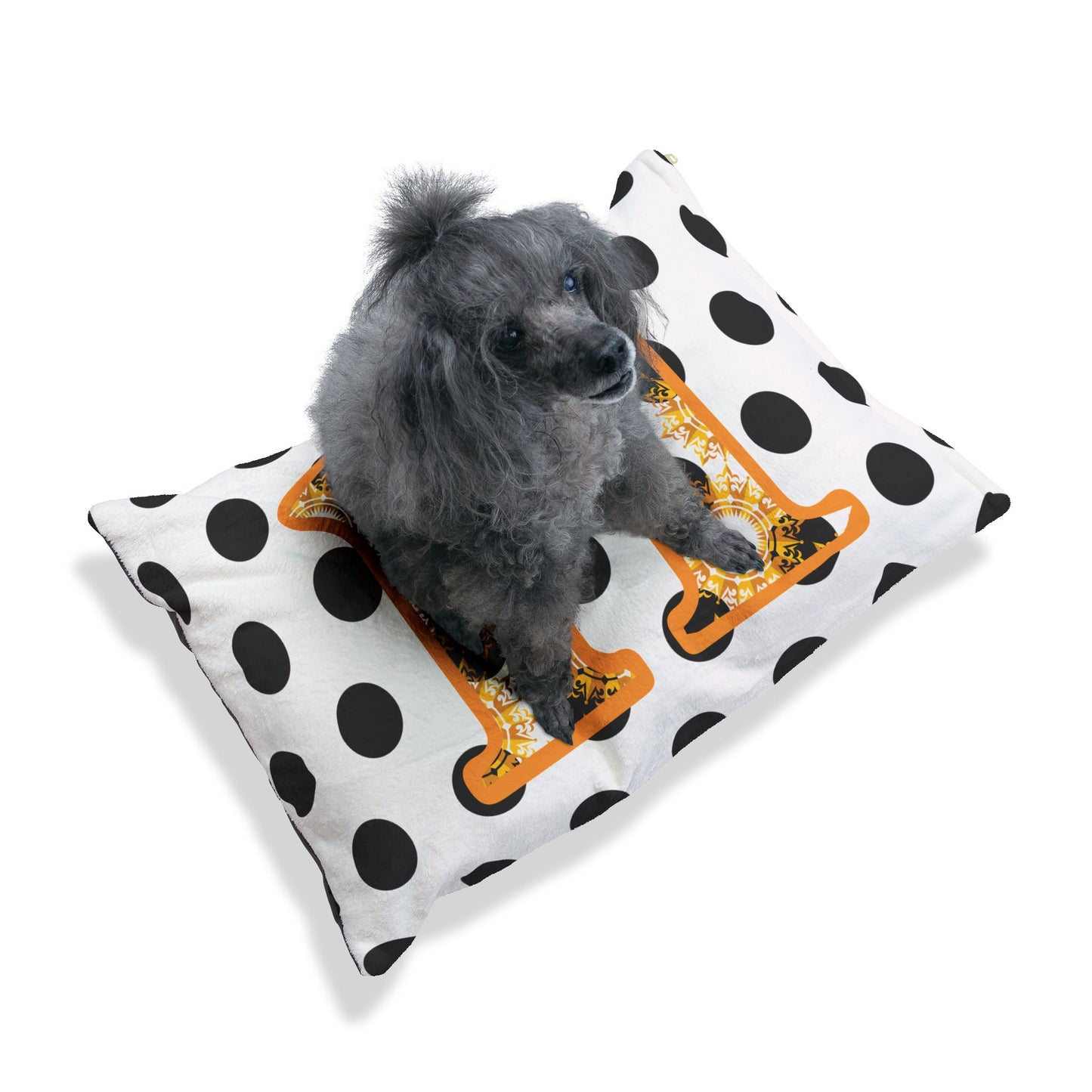 Chic Personalized Pet Bed with Polka Dots, Dog Bed, Cat Bed, Cozy Pet Cushion, Custom Name Gift for Pet Lovers, Stylish Home Decor