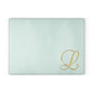 Monogram Glass Cutting Board – Mint with Gold Script 'L'