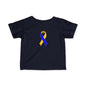 Infant Fine Jersey Tee with Blue and Yellow Ribbon, Cute Baby T-Shirt, Baby Shower Gift, Toddler Apparel, Infant Outfit, Newborn Clothes