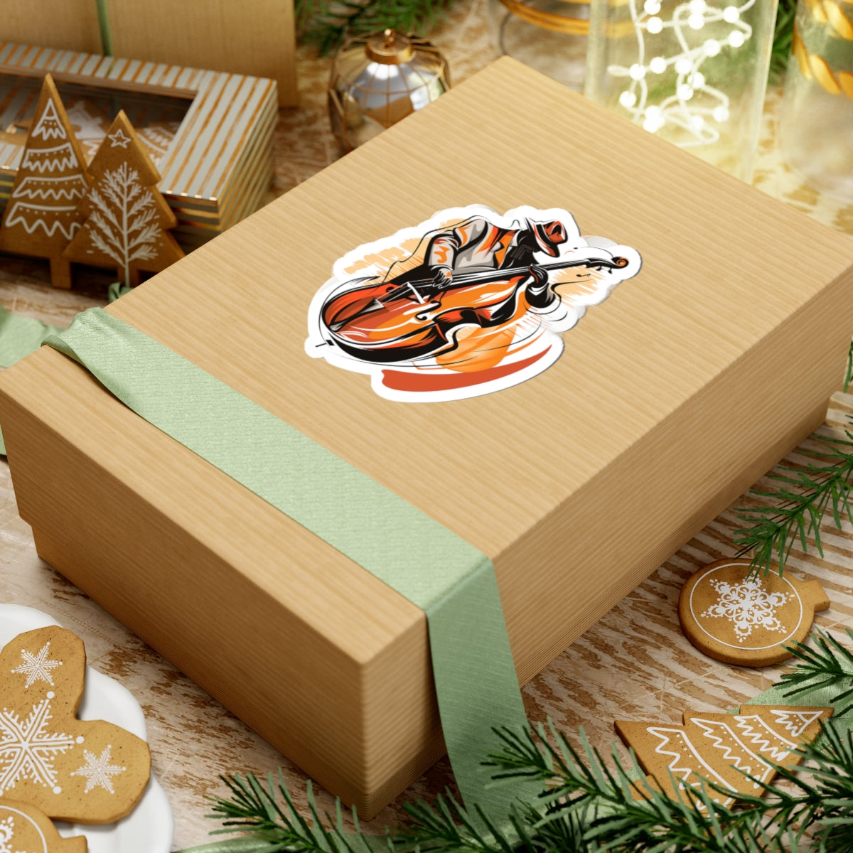 Jazz Bassist Sticker — Retro Double Bass Music Vinyl Decal for Laptops & Instruments