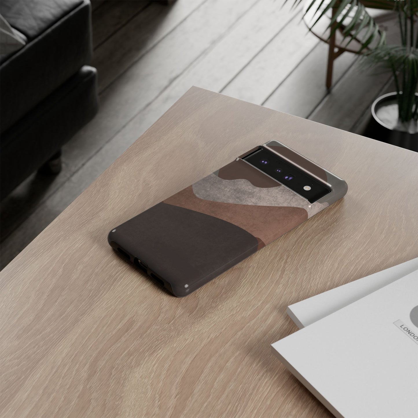 Abstract Earthtone Phone Case — Brown Layered Rugged Tough Case