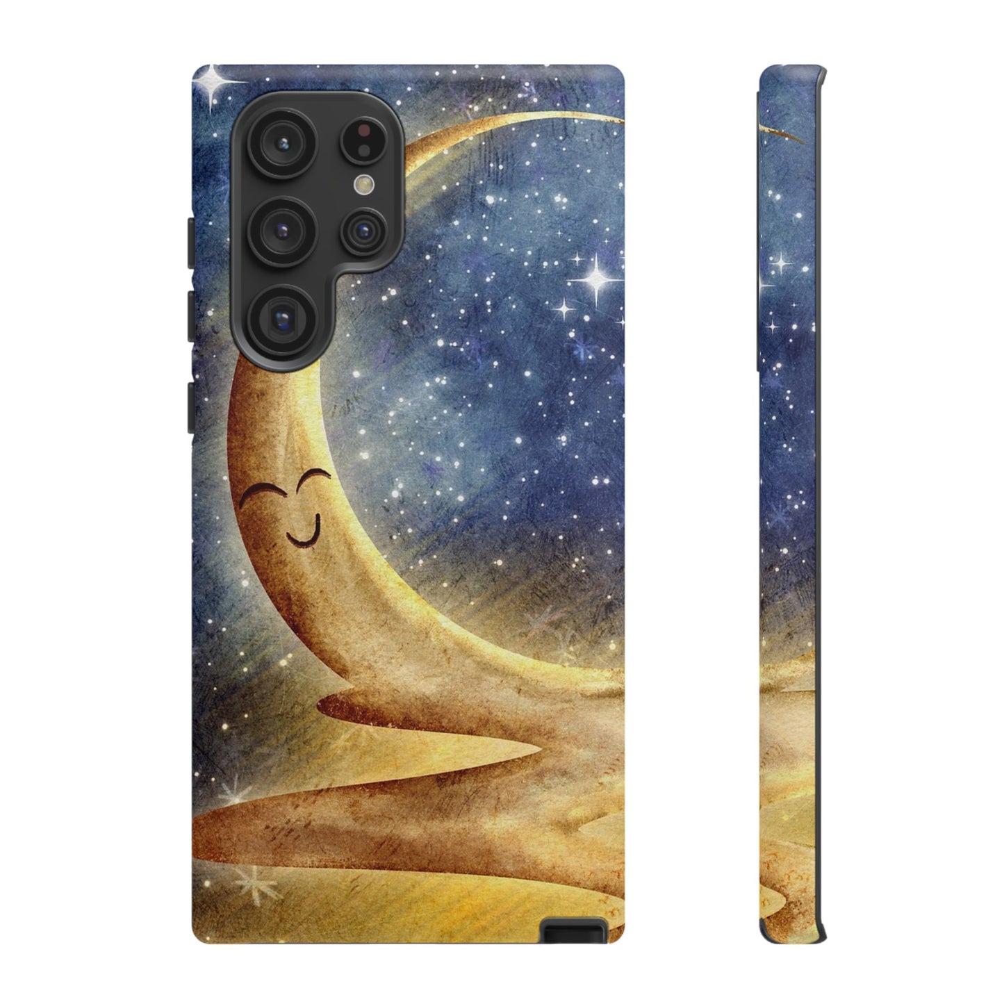 Moonlit Smile Phone Case — Starry Night Crescent Moon iPhone Cover