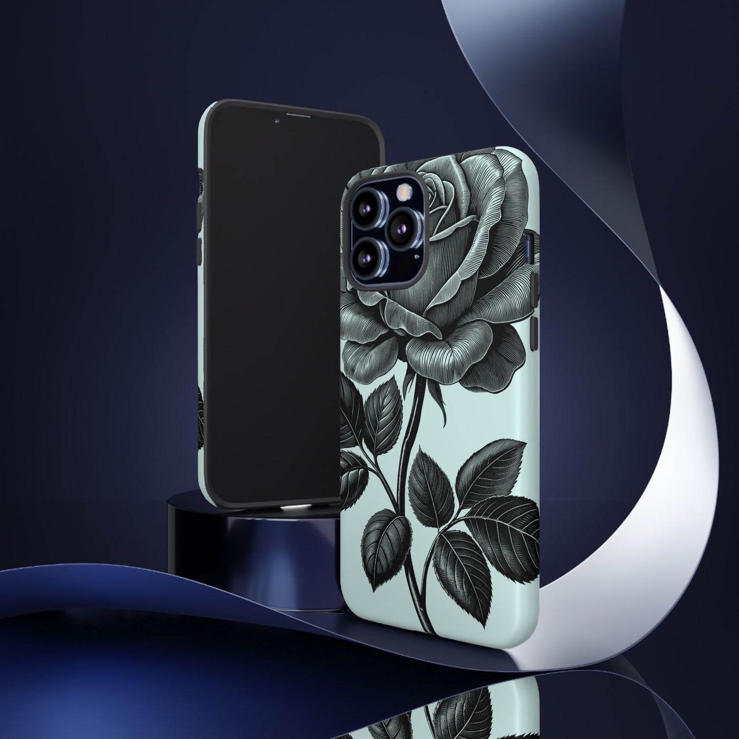 Elegant Floral Phone Case, Tough Cases for iPhones, Black Rose Design, Gift for Her, Stylish Phone Cover, Birthday Gifts