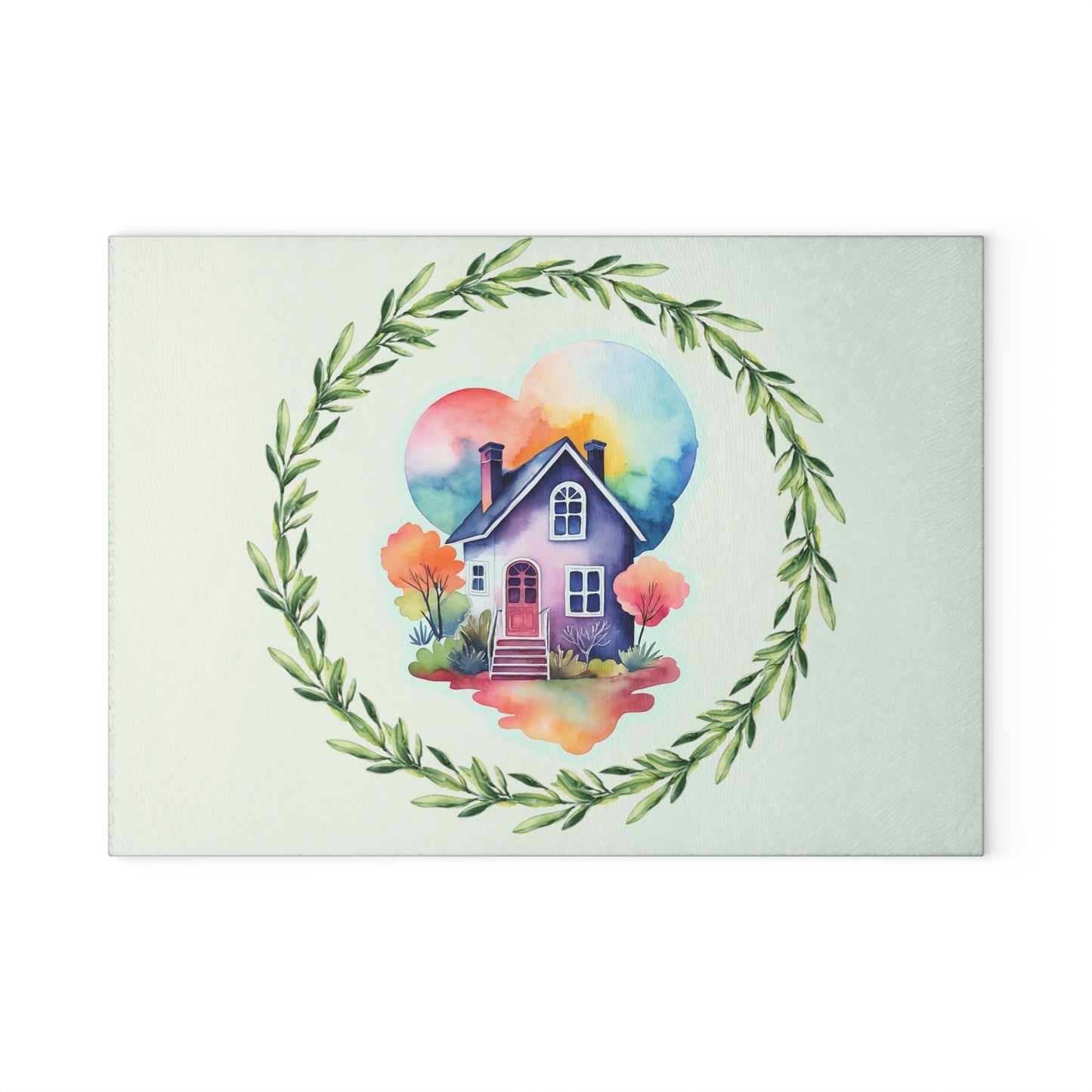 Charming Home-themed Glass Cutting Board - Kitchen Decor, Housewarming Gift, Unique Culinary Gift, Functional Art, Family Kitchen Essentials