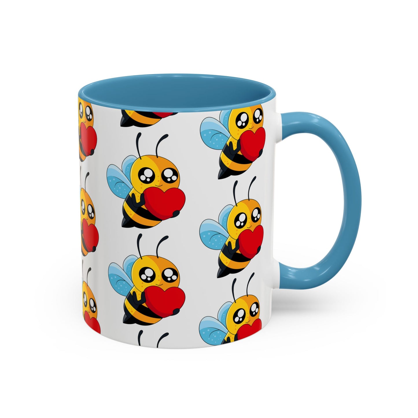 Cute Bee Love Accent Coffee Mug,  Cute Floral Mug, Cheerful Bee Design