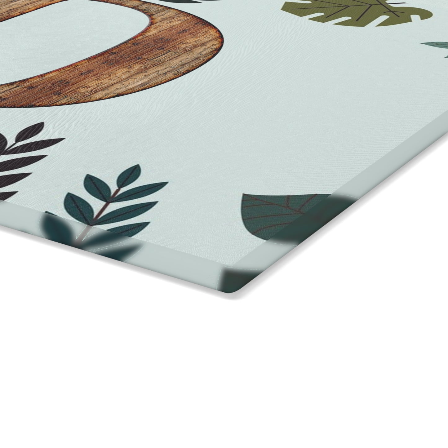 Monogram D Wood Letter Glass Cutting Board – Botanical Initial Kitchen Decor