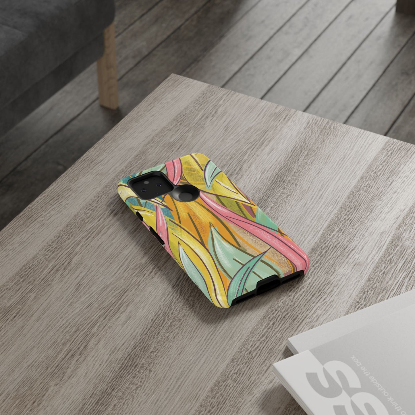 Vibrant Phone Case with Colorful Leaf Design, Tough Cases for Nature Lovers, Eco-Friendly Gift, Summer Vibes, Floral Phone Cover