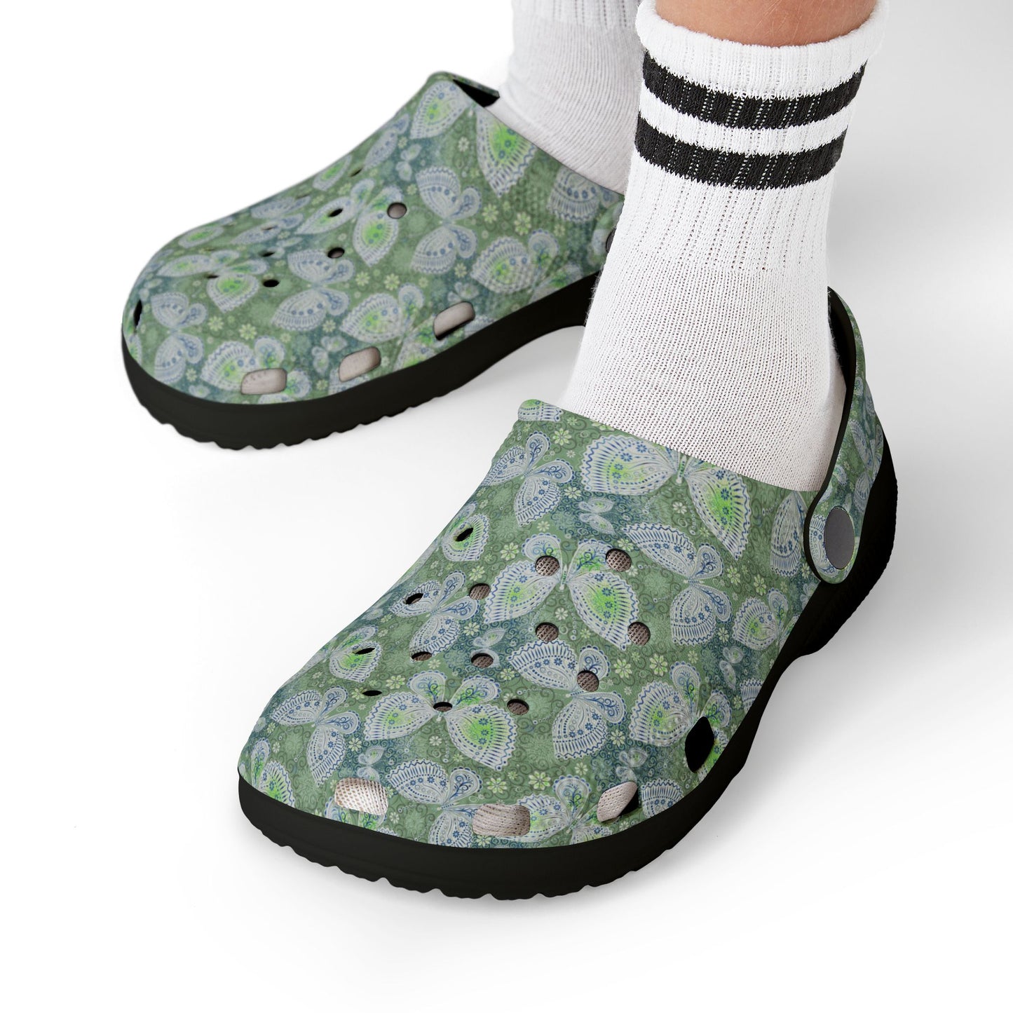 Butterfly Pattern Kids' Clogs - Fun & Comfortable Footwear for Play, Spring, Summer, Gardening, Beach Days, Gifts