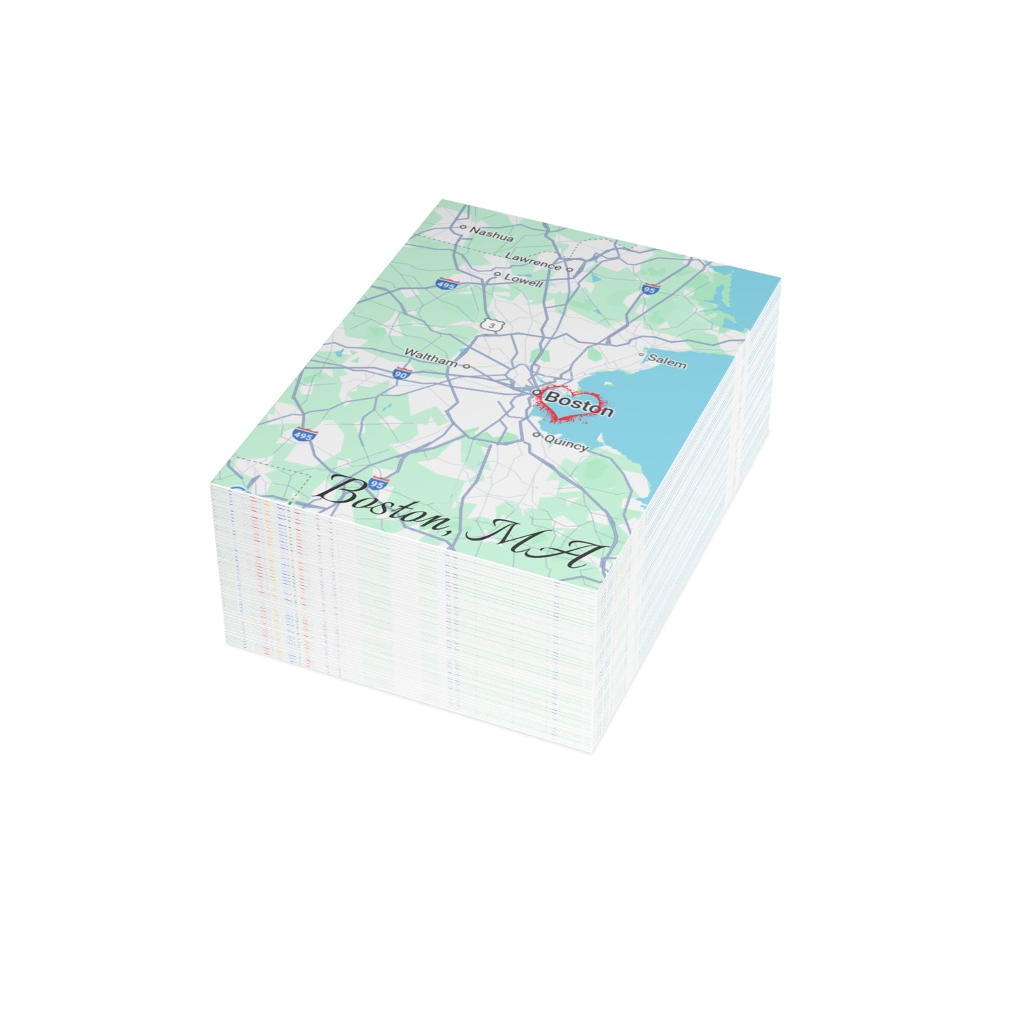 Boston Map Postcard Bundle - Personalized Travel Keepsake, Perfect for Souvenirs, Gifts, Wedding Invitations, or Event Thank You Cards