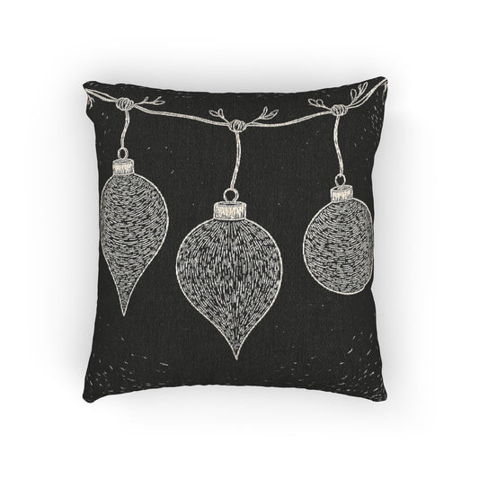 Christmas Ornament Woven Pillow, Holiday Home Decor, Cozy Couch Cushion, Seasonal Gift, Winter Decoration