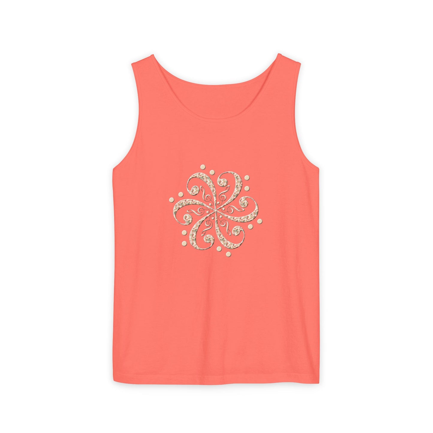 Boho Spiral Design Tank Top | Unisex Summer Apparel, Casual Wear, Beach Outfit, Festival Top, Gift Idea