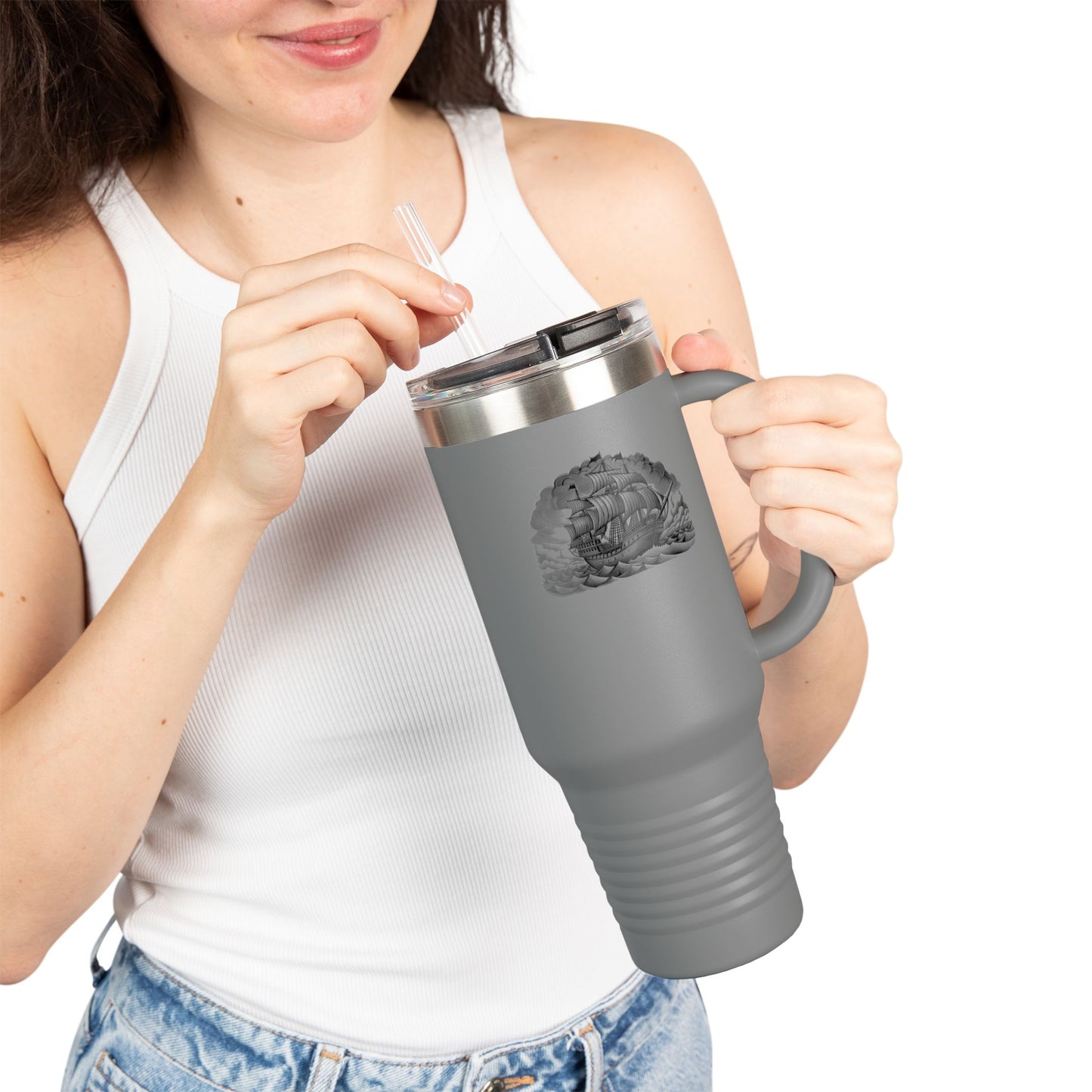 Vintage Nautical Insulated Travel Mug, 40oz | Durable Shipping Mug, Gifts for Sailors, Personalized Travel Cup, Summer Adventure Mug, [...]