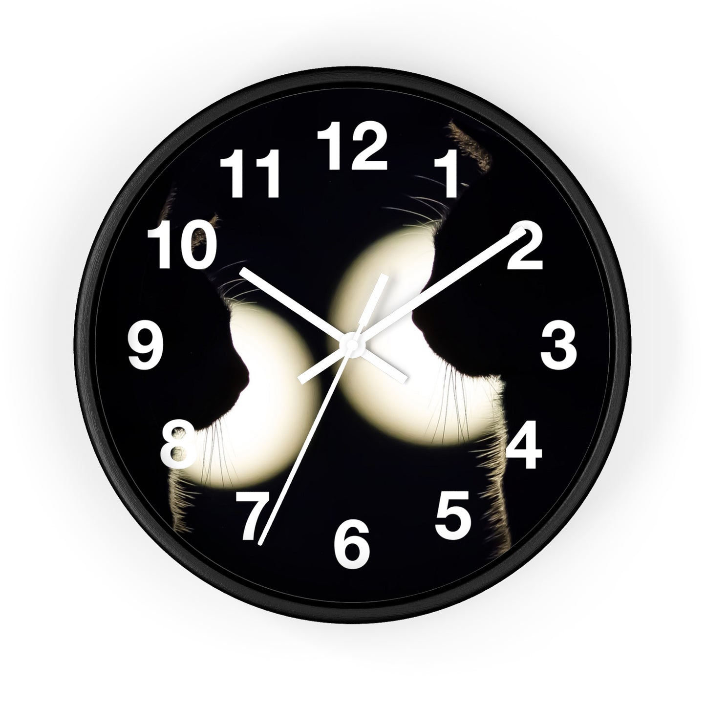 Silhouette Cat Wall Clock — Moonlit Cat Lovers Decor
