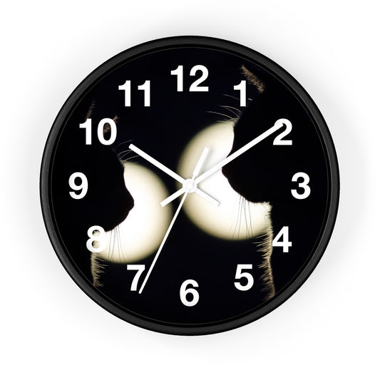 Silhouette Cat Wall Clock — Moonlit Cat Lovers Decor
