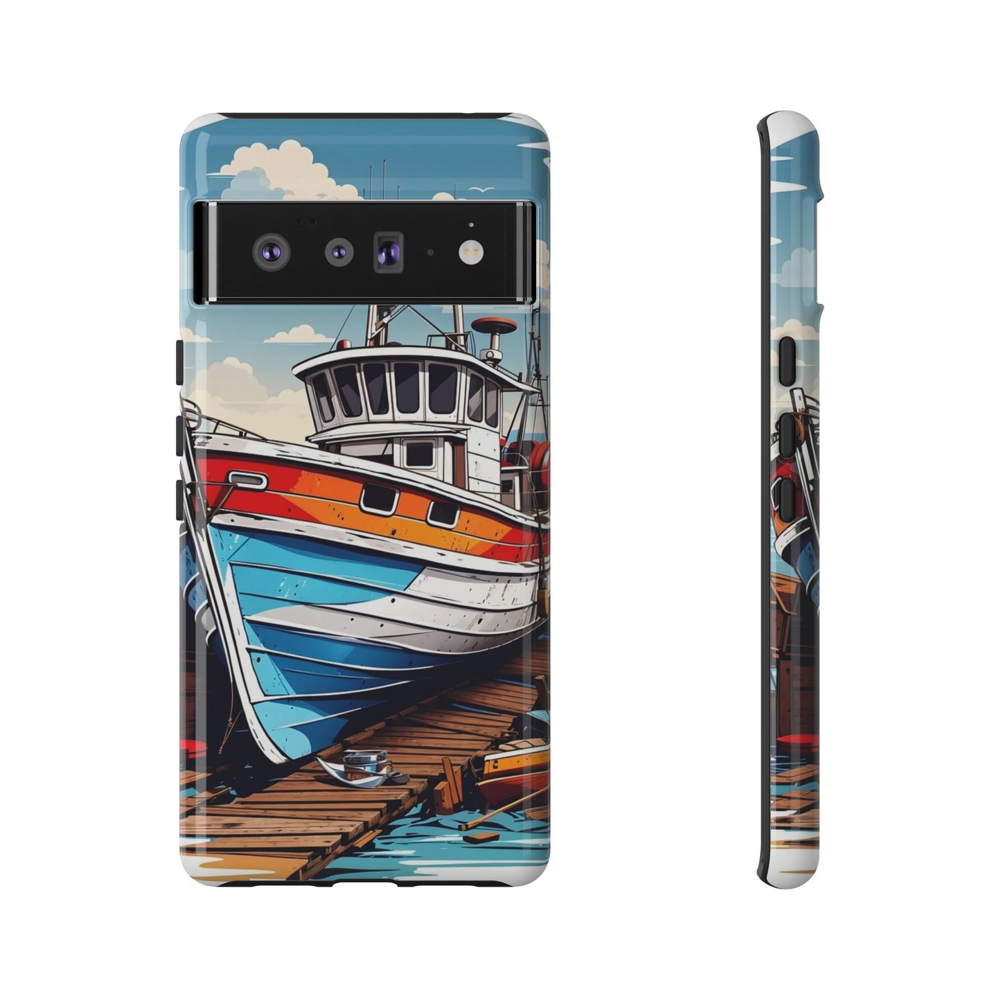 Colorful Fishing Boat Phone Case | Nautical Gift, Marine Design, Coastal Aesthetic, Summer Vibes, Sea Lover's Accessory