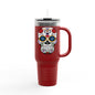 Colorful Sugar Skull Insulated Travel Mug, 40oz, Perfect for Road Trips, Gifts