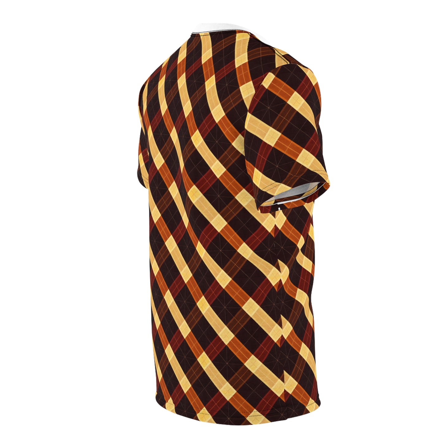 Plaid Diagonal Tee — Autumn Brown & Mustard All-Over Print T-Shirt