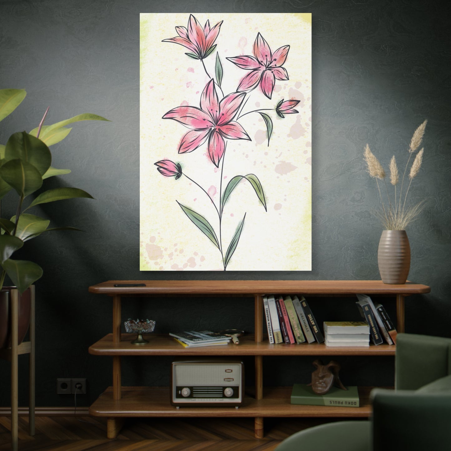 Matte Canvas, Stretched, 1.25" Tulips Pink Flowers