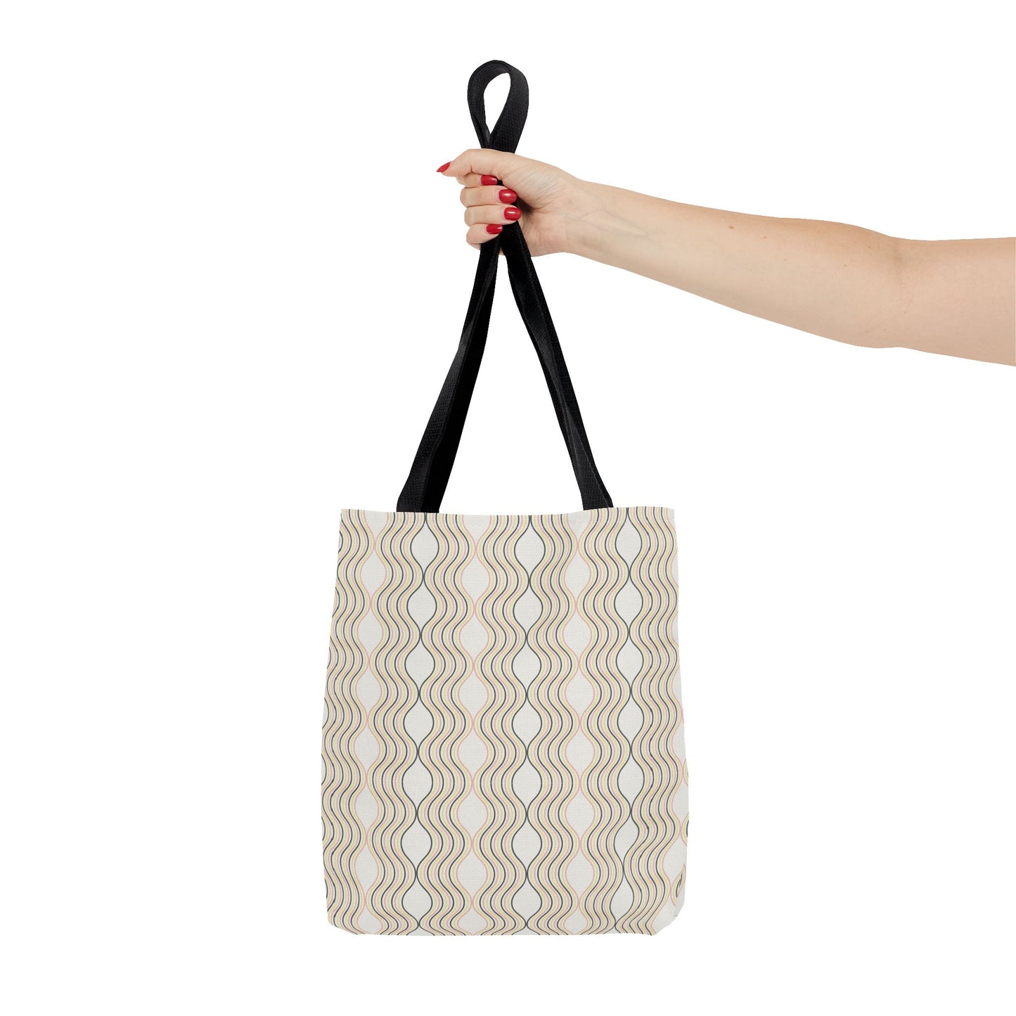 Waves Pattern Tote Bag, Boho Chic Handbag, Everyday Carry, Beach Bag, Gift for Her, Eco-Friendly Style