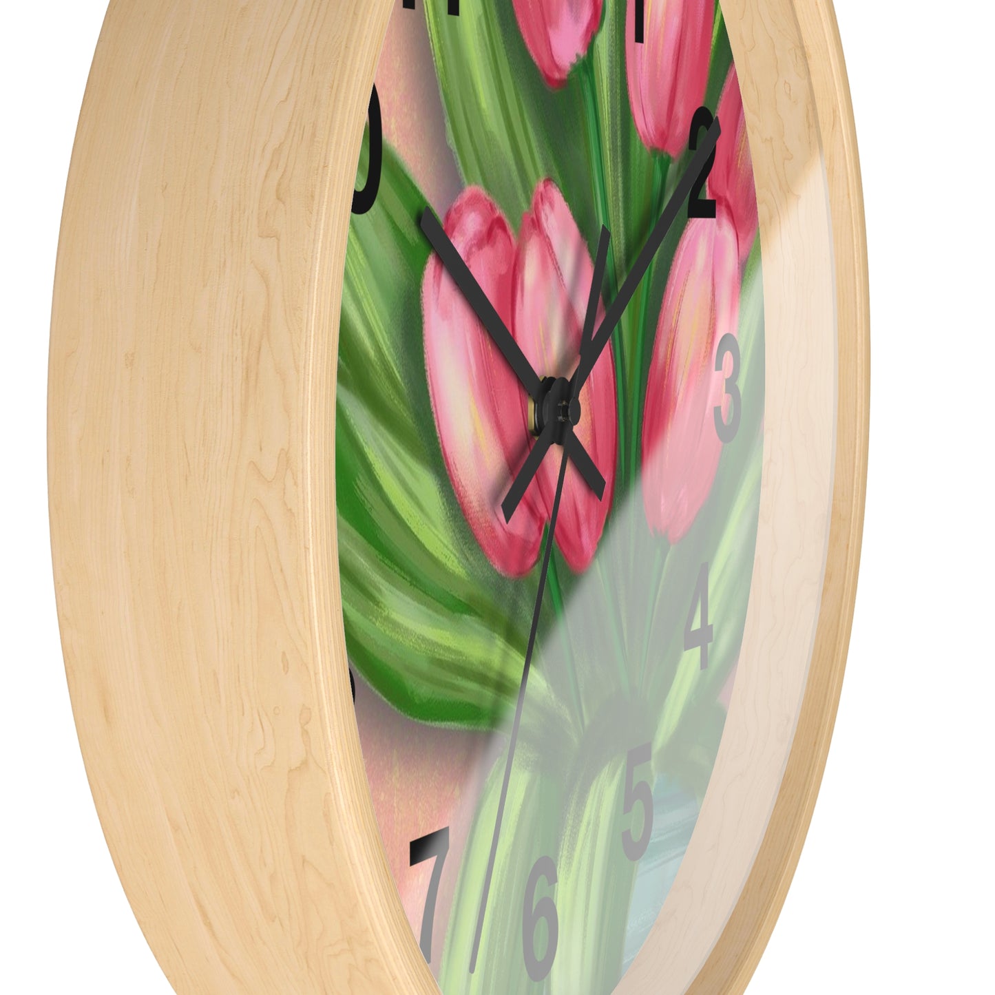 Floral Tulip Wall Clock - Home Decor, Gift for Garden Lovers, Spring Decoration, Elegant Timepiece, Unique Wall Art