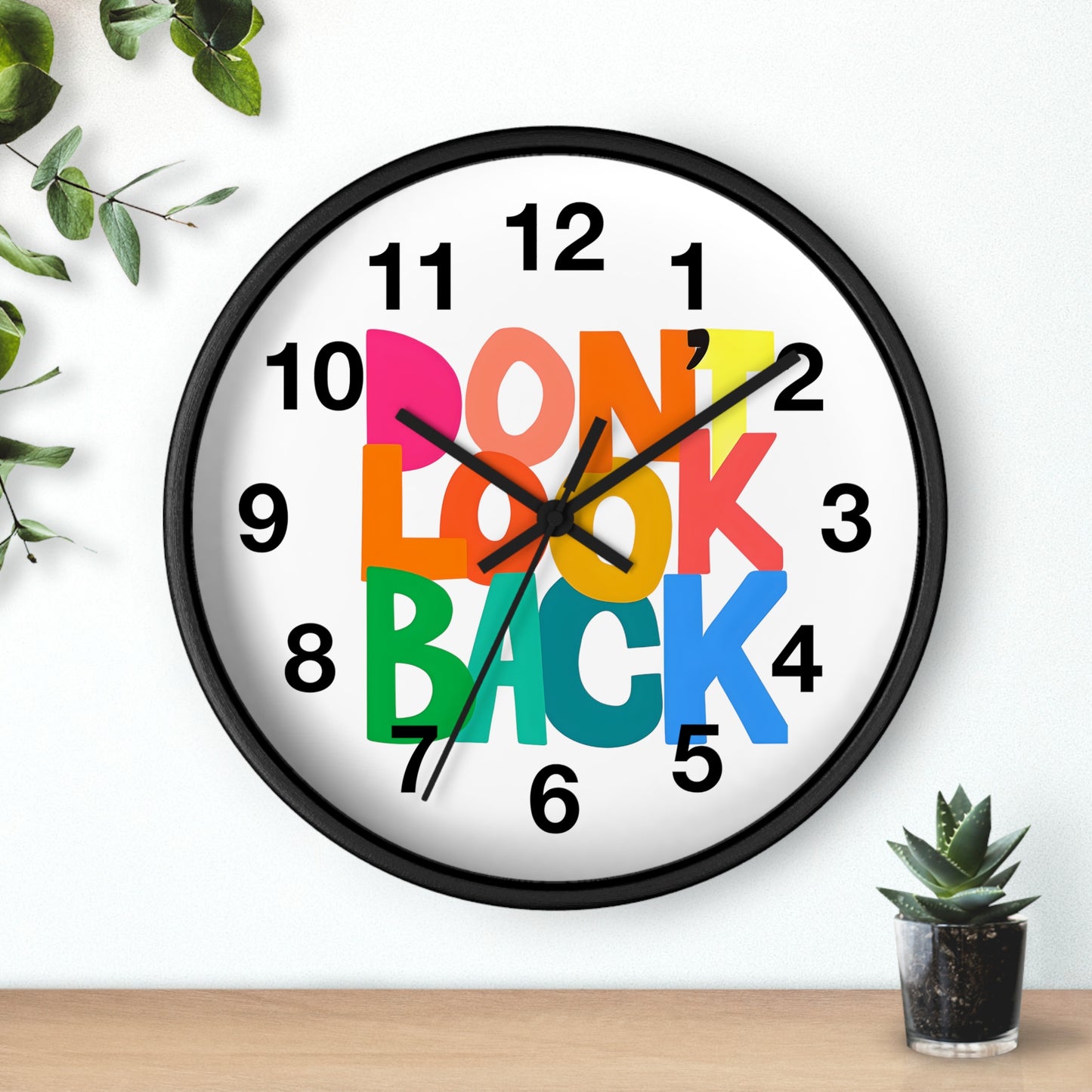 Don’t Look Back Wall Clock — Colorful Motivational Home Decor
