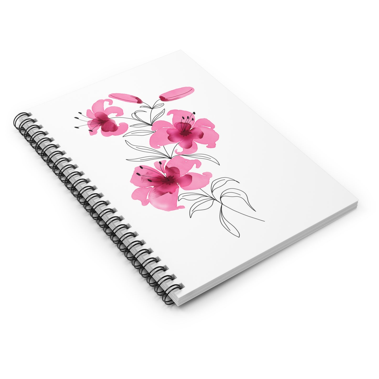 Floral Spiral Notebook - Ruled Lines, Cute Journal, School Supplies, Gift for Her, Floral Design, Note Taking