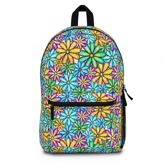 Colorful Floral Backpack, Back to School Bag, Travel Rucksack, Bohemian Style Backpack, Cute Gift for Students